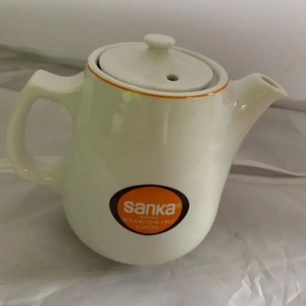 Vintage Sanka Brand Ceramic Mini Coffee Pot